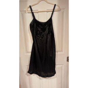 Komar Black Lace Trim Full Slip 38 Average Made in USA Nylon